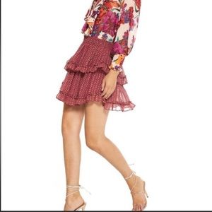 MISA Los Angeles Manya Ditsy Tiered ruffle Skirt